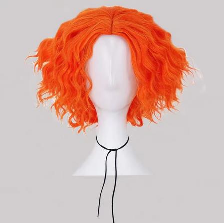 Anime Cosplay Orange Hair - شعر مستعار قصير برتقالي مجعد لشخصية