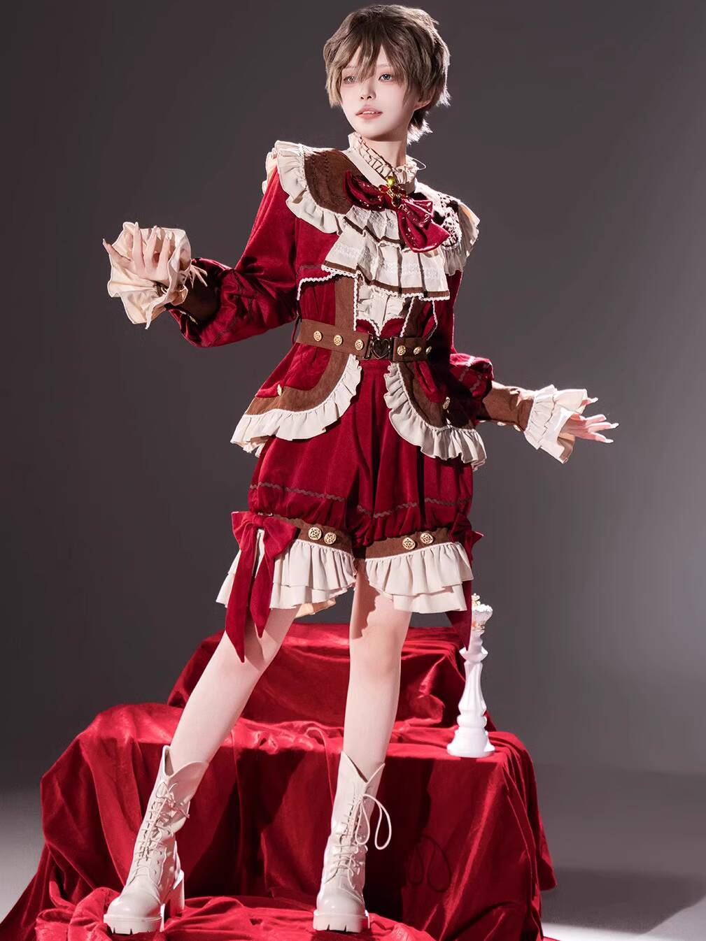 Anime Cosplay Red - جديد فطيرة الشاي الأسود لوليتا وانغزي