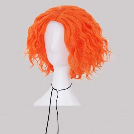 شعر مستعار قصير برتقالي مجعد ل - مراجعة Anime Cosplay Orange Hair وسعره