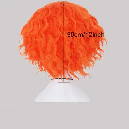 شعر مستعار قصير برتقالي مجعد ل - مراجعة Anime Cosplay Orange Hair وسعره