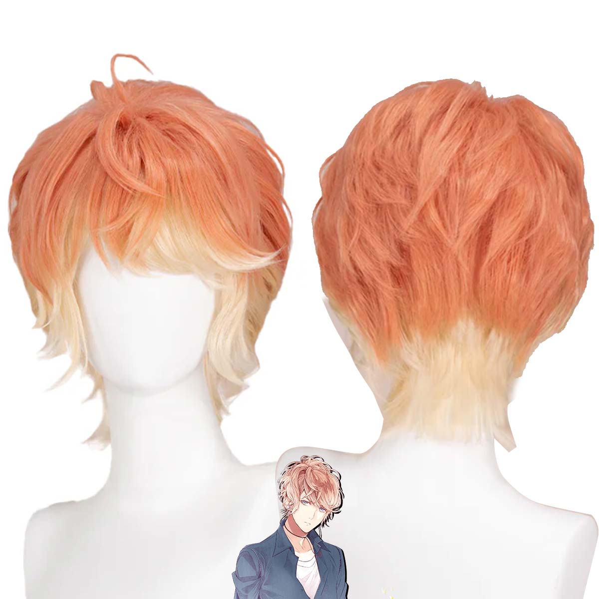 شعر مستعار قصير برتقالي أصفر ل - مراجعة Anime Cosplay Orange Hair وسعره